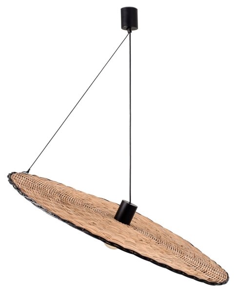 FARO 68590-70 - Lampadario su corda COSTAS 1xE27/15W/230V d. 100 cm nero/rattan