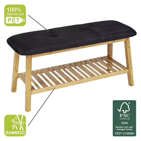 Scarpiera in bambù nero/naturale con panca Ecori - Wenko