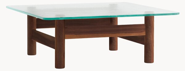 Tavolino in legno di noce con piano in vetro Brasilia