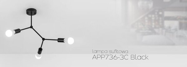 LAMPADA DA SOFFITTO NERA METALLO LOFT APP736-3C Black