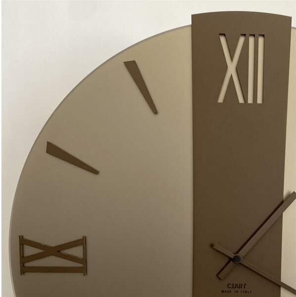 Orologio Da Muro 60 cm VEGA Quadrante Satinato Bronzo Diametro 60 cm lancette in metallo numeri colore Bronzo Metallizzato a rilievo lastra centrale