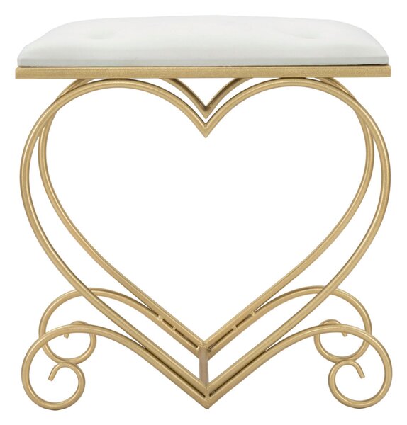Sgabello in metallo dorato con tessuto imbottito rosa HEART CREMA Dimensioni 50x37,5x51,5 cm peso 3,5 kg rivestimento colore Crema