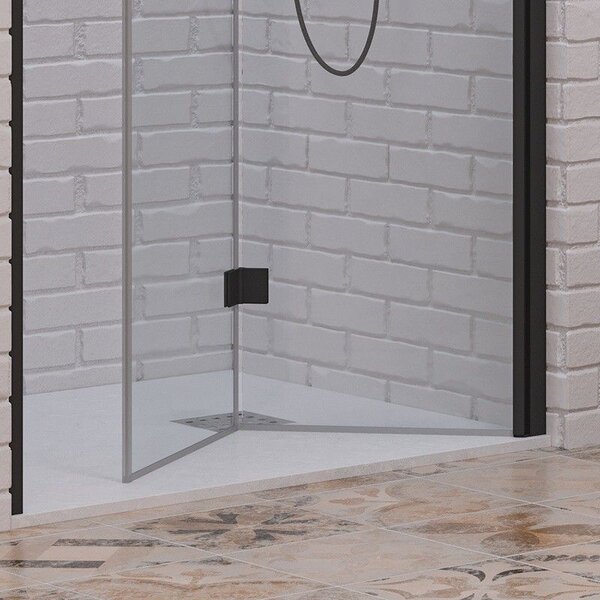 Kamalu porta doccia a libro 80 cm colore nero altezza 200h | kam-ks700n