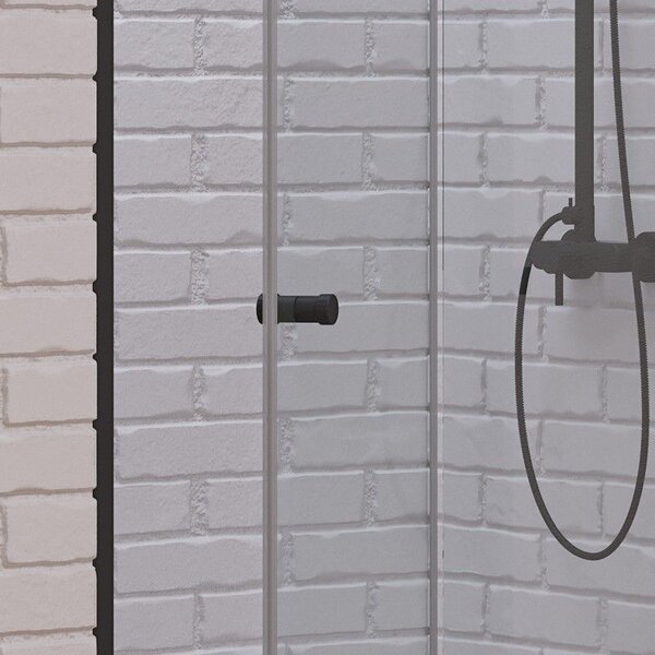 Kamalu porta doccia a libro 80 cm colore nero altezza 200h | kam-ks700n