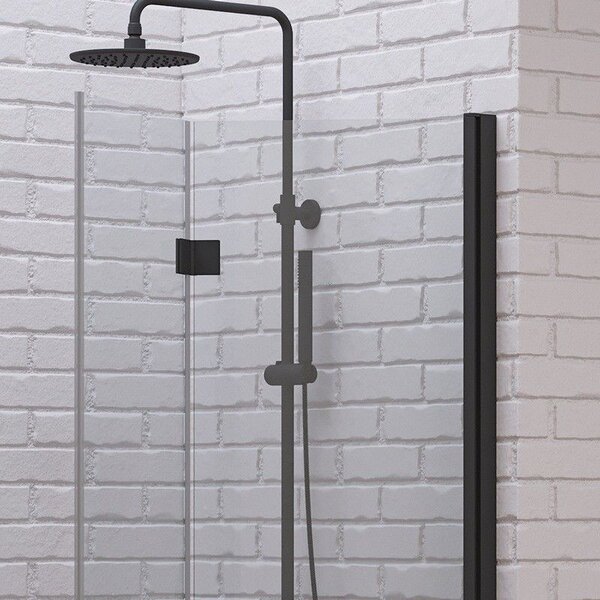 Kamalu porta doccia a libro 80 cm colore nero altezza 200h | kam-ks700n