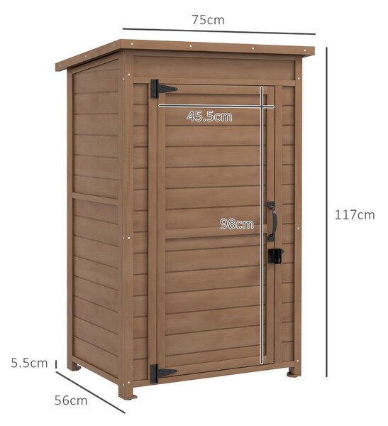 Outsunny Armadio da Giardino in Legno con Ripiano Regolabile e Catenaccio, 75x56x117cm, Marrone|Aosom