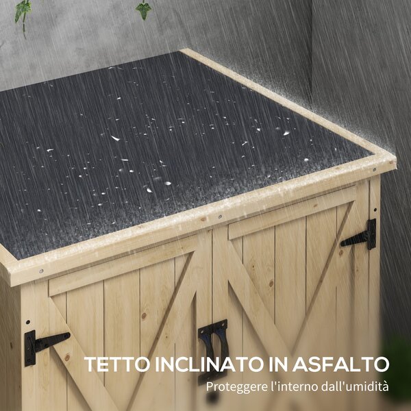 Outsunny Armadio da Esterno con Ripiano Interno Regolabile e Tetto Inclinato, in Legno di Abete, 77.5x88x90 cm|Aosom