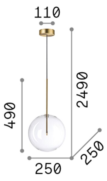 Sospensione Contemporanea Equinoxe Metallo Ottone 1 Luce 2W 3000K D25Cm