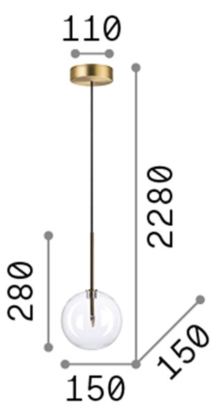 Sospensione Contemporanea Equinoxe Metallo Ottone 1 Luce 2W 3000K D15Cm