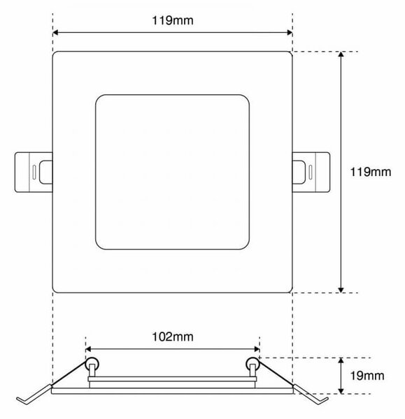 Pannello LED Quadrato 8W, 800lm, no Flickering, Foro 110x110mm Colore Bianco Caldo 3.000K