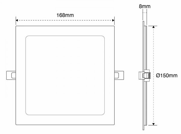 Pannello LED Quadrato 15W, 1.500lm, no Flickering, Foro Ø155x155mm, OSRAM LED Colore Bianco Naturale 4.000K