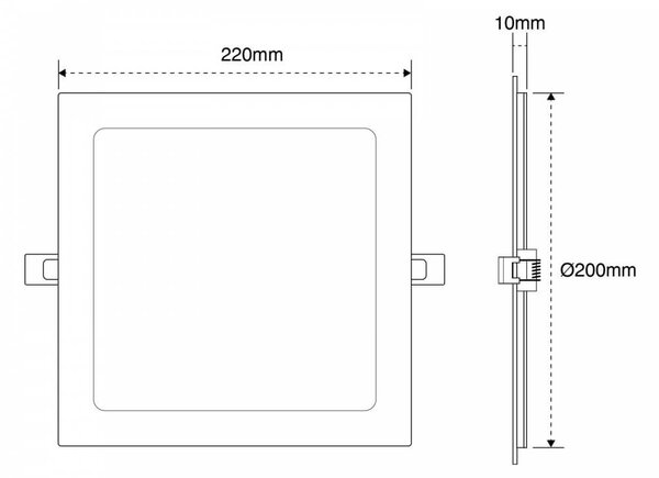 Pannello LED Quadrato 20W, 2.000lm, no Flickering, Foro 205x205mm, OSRAM LED Colore Bianco Freddo 6.000K