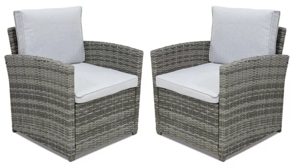 Poltrona in tecnorattan Monaco Garden Point grigio 2 pezzi