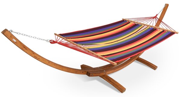 Amaca con supporto in legno Kiwi Garden Point strisce colorate