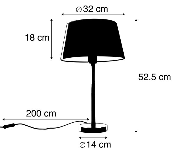 Lampada da tavolo classica in ottone con paralume nero 32 cm - Simplo