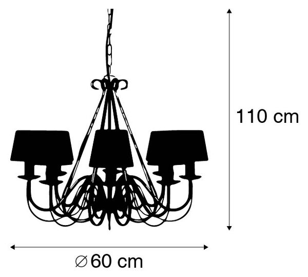 Lampadario color crema 60 cm con paralumi color tortora - Giuseppe 8