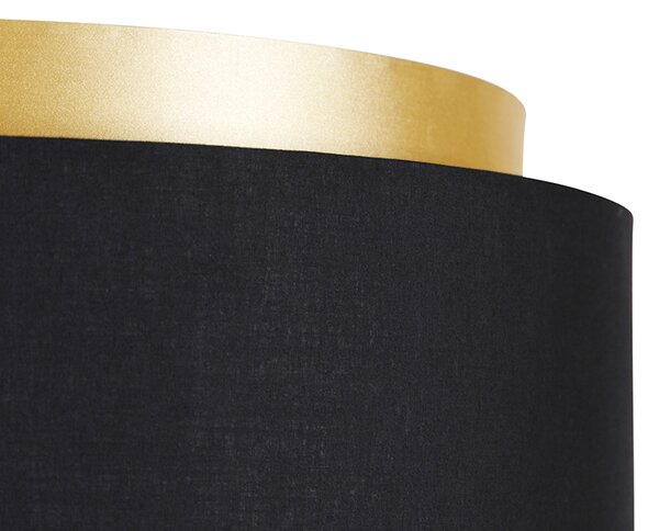 Lampada da terra moderna nera con paralume nero con interno oro - Simplo