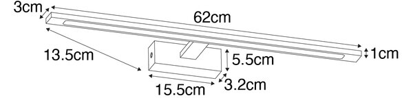 Applique da parete bianca 62 cm incl. LED IP44 - Jerre