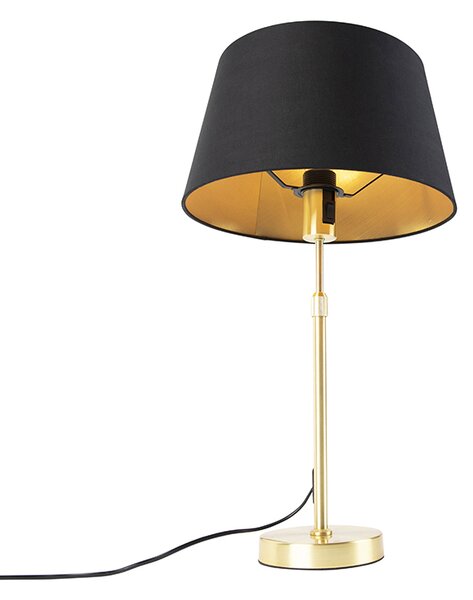 Lampada da tavolo oro/ottone con paralume nero con oro 32 cm - Parte