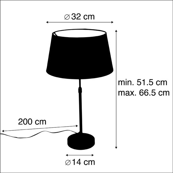 Lampada da tavolo nera con paralume nero con oro 35 cm - Parte