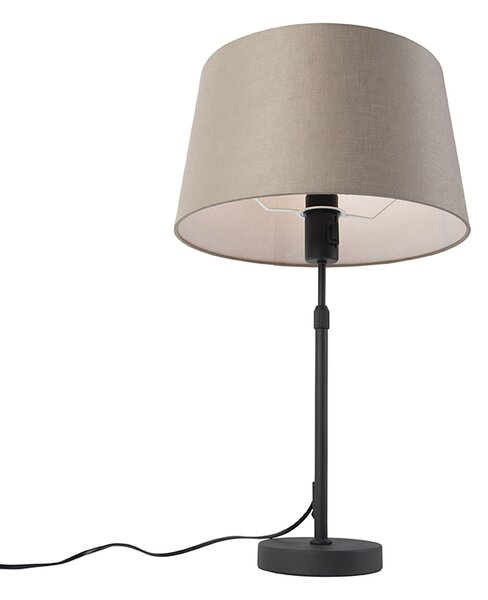 Lampada da tavolo nera con paralume in lino color tortora 35 cm regolabile - Parte
