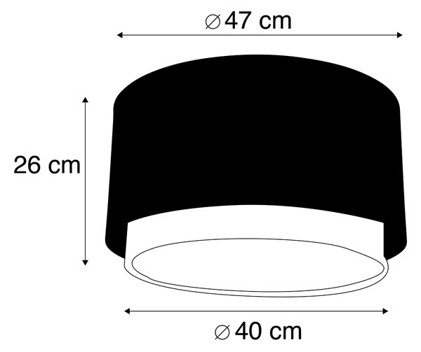 Paralume in tessuto nero 40/47/26 con interno dorato