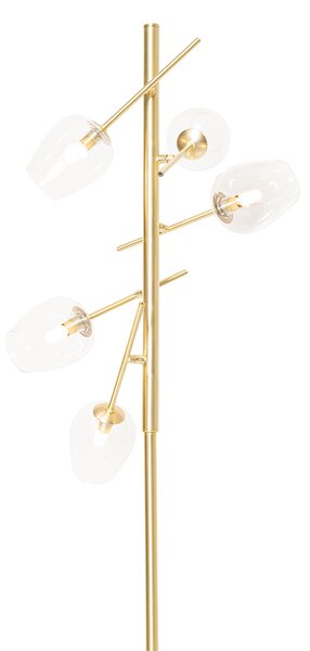 Lampada da terra classica dorata con vetro 5 luci - Elien