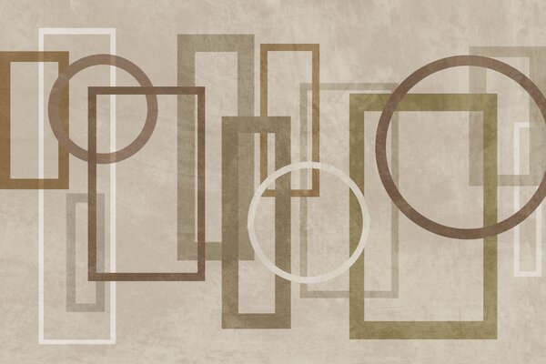 Carta da parati Forme geometriche e strutturate, tra cui rettangoli e cerchi, in tonalità terrose, Carta da parati Buffer, w10031v1 : Uwalls.it