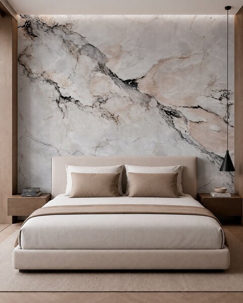 Carta da parati Struttura chiara del marmo con venature scure e beige, Carta da parati Buffer, w05884 : Uwalls.it