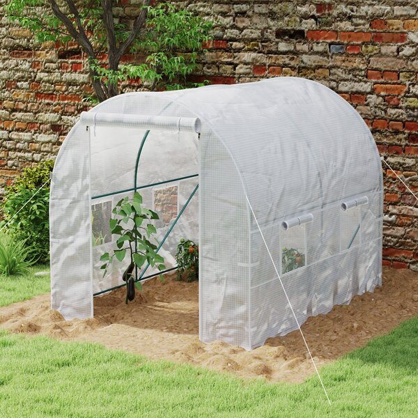Outsunny Serra da Giardino a Tunnel con Telaio in Acciaio e 4 Finestre in PE 2.5x2x2m, Bianco | Aosom Italy