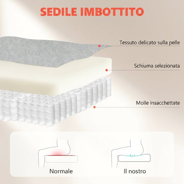 HOMCOM Sedia Ergonomica, Schienale Alto Velluto Stampato, Braccioli Ribaltabili, Bianco Crema | Aosom Italy