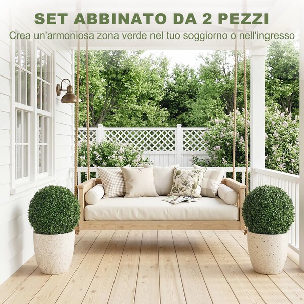 HOMCOM Topiarie Artificiali in Bosso con 682 Foglie, Resistente UV, Altezza 42 cm | Aosom Italy