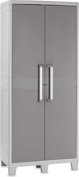 Urban Armadio da Esterno Portascope in Resina Antipioggia 2 ante 3 ripiani Dimensioni 78x49x182 cm colore Grigio