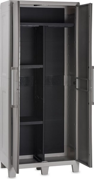 Urban Armadio da Esterno Portascope in Resina Antipioggia 2 ante 3 ripiani Dimensioni 78x49x182 cm colore Grigio