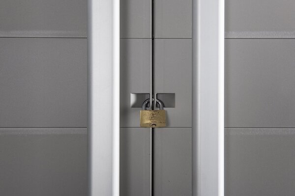 Urban Armadio da Esterno Portascope in Resina Antipioggia 2 ante 3 ripiani Dimensioni 78x49x182 cm colore Grigio