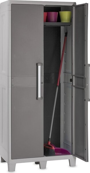 Urban Armadio da Esterno Portascope in Resina Antipioggia 2 ante 3 ripiani Dimensioni 78x49x182 cm colore Grigio