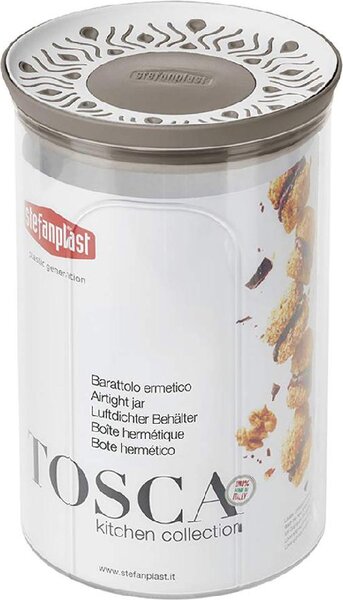 STEFANPLAST Barattolo Tondo ermetico 1.2 lt 12 x 18 cm Tosca Resina Tortora - 55450
