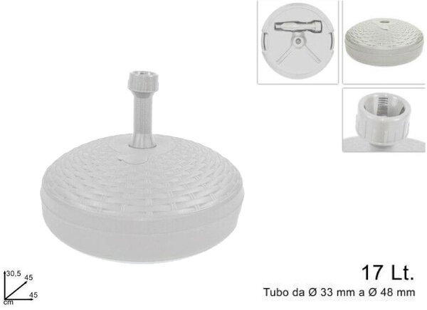 NUOVA PLASTICA ADRIATICA Base per Ombrellone Plastica Rattan Tonda Bianca - I002296