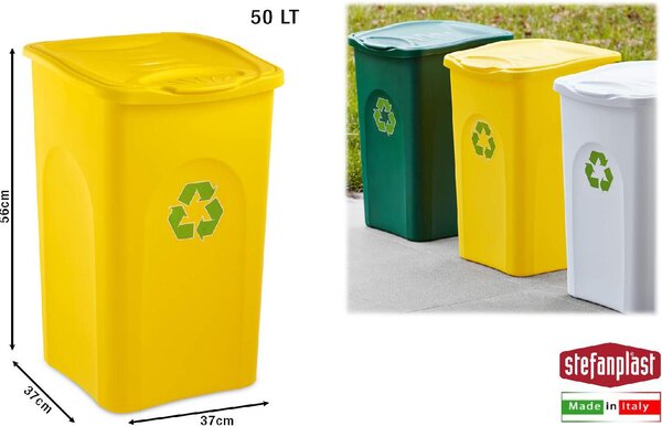 STEFANPLAST Bidone Begreen per Accessori Differenziata litri 50 Giallo - 70600
