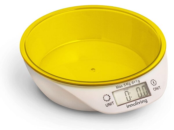 INNOLIVING Bilancia da cucina con ciotola peso massimo 5 Kg colore Giallo INN133Y