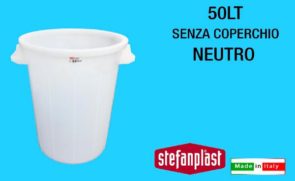 STEFANPLAST Bidone Spazzatura Pattumiera Rifiuti senza Coperchio 50 Litri colore Bianco - SF571