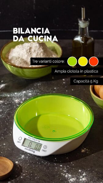 INNOLIVING Bilancia da cucina con ciotola peso massimo 5 Kg colore Verde INN133G