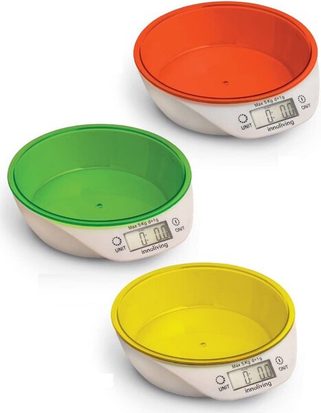 INNOLIVING Bilancia da cucina con ciotola peso massimo 5 Kg colore Giallo INN133Y