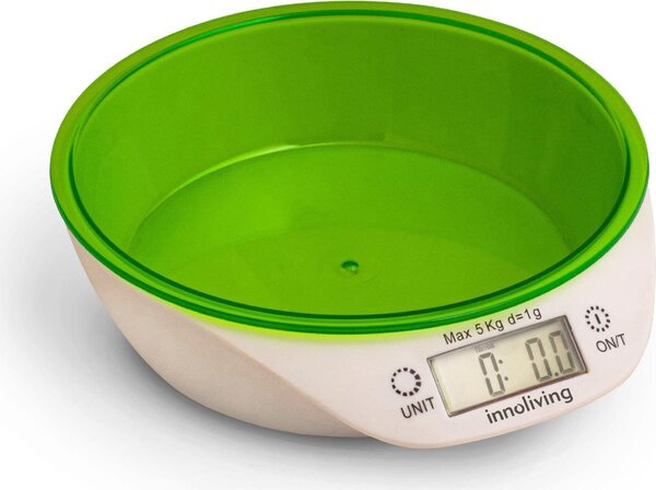 INNOLIVING Bilancia da cucina con ciotola peso massimo 5 Kg colore Verde INN133G