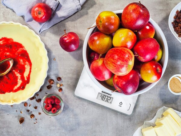 Soehnle Bilancia da cucina Digitale peso max 5 Kg Funzione Tara Spegnimento Automatico colore Marmo - 61516 Page Compact 300