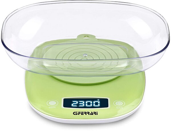 G3 Ferrari Bilancia da cucina elettronica digitale con ciotola Peso massimo 5 Kg Colore Verde - G20066 Wendy