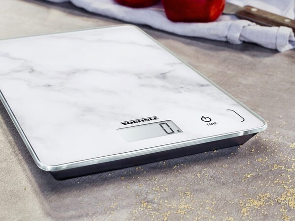Soehnle Bilancia da cucina Digitale peso max 5 Kg Funzione Tara Spegnimento Automatico colore Marmo - 61516 Page Compact 300