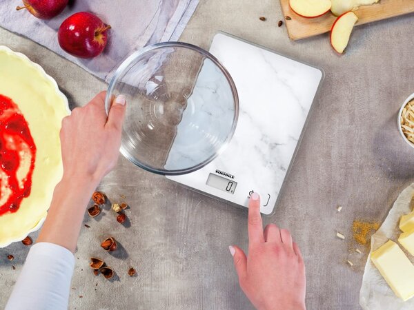 Soehnle Bilancia da cucina Digitale peso max 5 Kg Funzione Tara Spegnimento Automatico colore Marmo - 61516 Page Compact 300