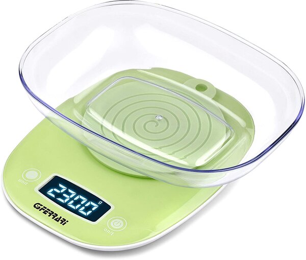 G3 Ferrari Bilancia da cucina elettronica digitale con ciotola Peso massimo 5 Kg Colore Verde - G20066 Wendy
