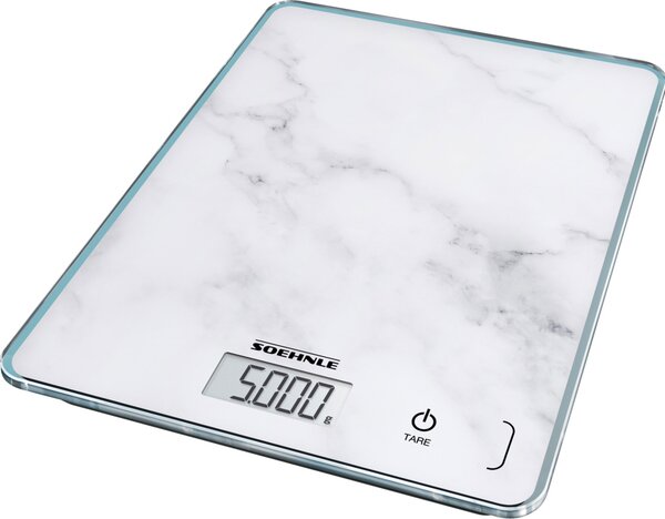 Soehnle Bilancia da cucina Digitale peso max 5 Kg Funzione Tara Spegnimento Automatico colore Marmo - 61516 Page Compact 300